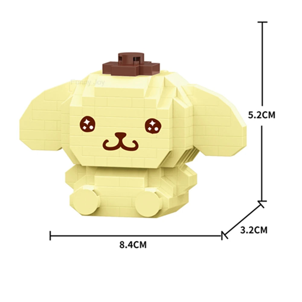 Cartoon Anime Hello Kitty Blocks Kuromi My Melody Cinnamoroll Mouse Building Blocks Doll Toy Kids Birthday Gift
