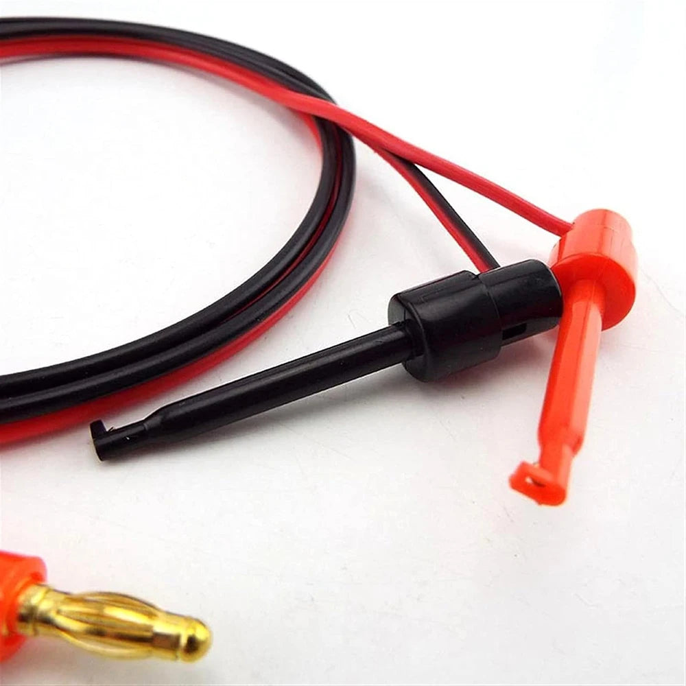 1 Pair 1M 4mm Banana Plug to Electric Hook Clip Test Cable Gold Plated for Multimeter Test Leads Wire Connector red Black Banana