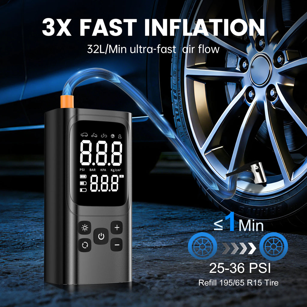 Wireless Car Air Pump 150PSI Electric Tire Inflator Portable Air Compressor for Motorcycle Bike Car Tires And Balls