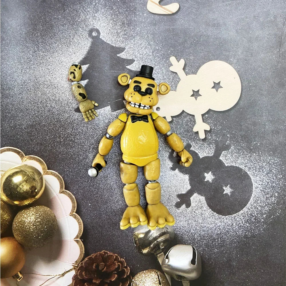 14CM FNAF Figures Nightmare Freddy Bonnie Foxy Chica Action Figure Movable Blacklight Freddy Frostbe PVC Model Collection Toys