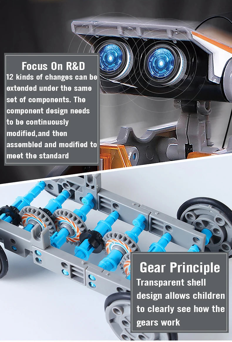 12 in 1 Science Experiment Solar Robot Toy DIY Building Powered Learning Tool Education Robots Technological Gadgets Kit for Kid