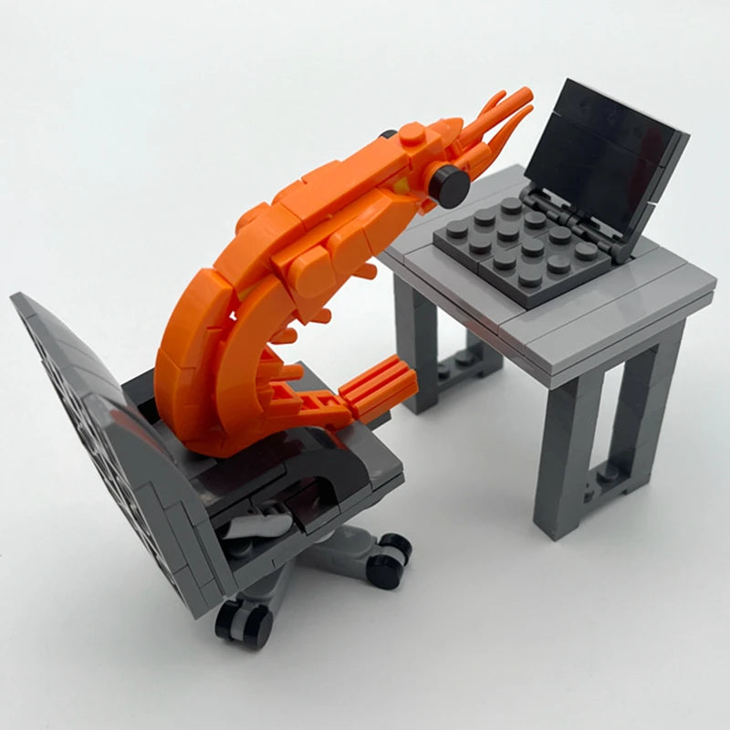 MOC Building Block Shrimp Model Figurines Puzzle Assembly Kit for Boys And Girls Internet Celebrity Creative Parodies Toy