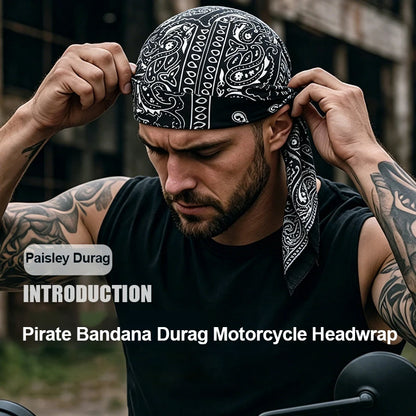 Paisley Durag Cycling Unisex Outdoor Bandana Headwrap Hiking Hip Hop Breathable Motorcycle Skull Cap Streetwear Retro Bandana