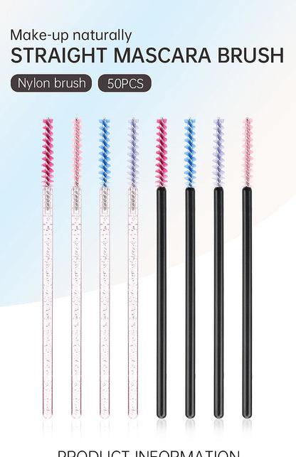 50 Pcs Eyelash Brushes Disposable Crystal Eyebrow Brush Mascara Wand Eye Lash Cosmetic  Lashes Extension Makeup Tools