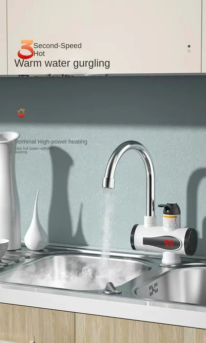 3000W Electric Kitchen Water Heater Tap Instant Hot Water Faucet Heater Cold Heating Faucet Tankless Instantaneous Water Heater