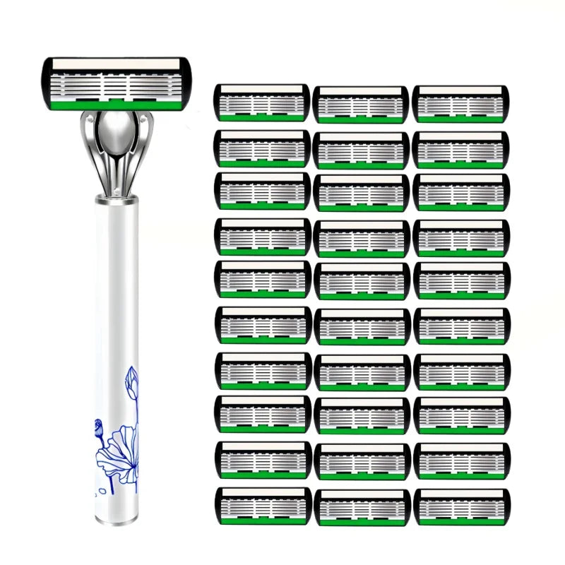 High Quality Men Safety Razor 6-Layer Germany Stainless Steel Shaving Blades Manual Shaver Replacing Cutter Head