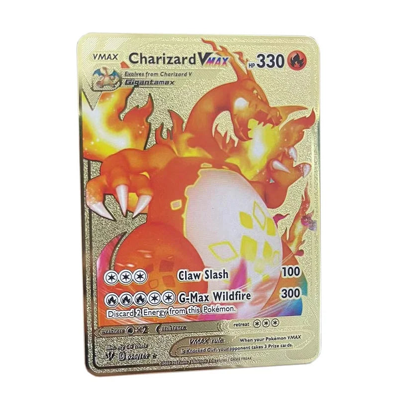 Cartão de metal pokémon 10000 pontos arceus charizard raichu super cartão dourado inglês mewtwo vmax gx ex presente de natal