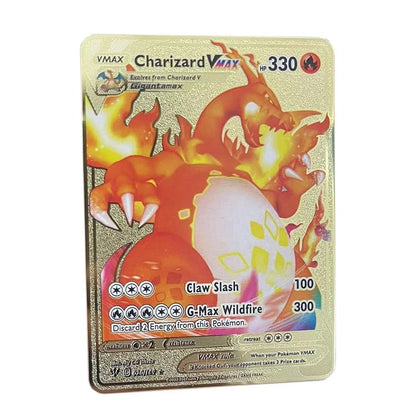 Cartão de metal pokémon 10000 pontos arceus charizard raichu super cartão dourado inglês mewtwo vmax gx ex presente de natal