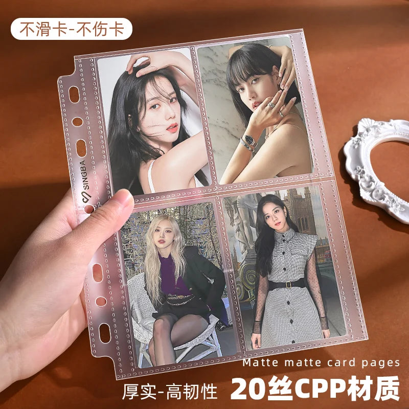 SINGBA 10pcs Clear Sheets Sleeve Acid free-No CPP loose-leaf Pages for A5/A4 Binder 4/ 9grid Pocket 3inch Photocard Protector