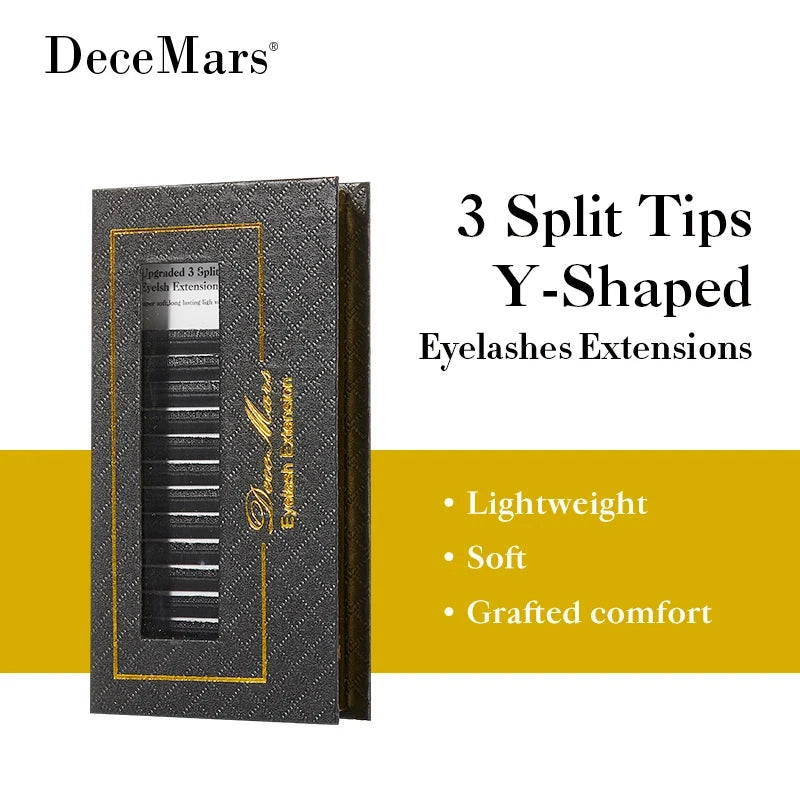 DeceMars 3 Split Tips Y-Shaped Eyelash Eextension Barely-There Effect