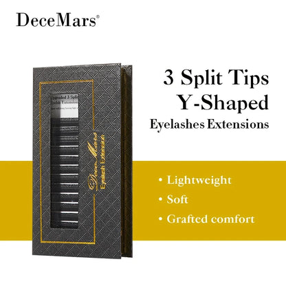 DeceMars 3 Split Tips Y-Shaped Eyelash Eextension Barely-There Effect