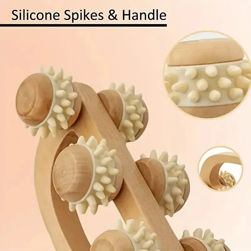 Wooden Massage Roller Tool, Manual Wooden Massager, 1 Pcs Wood Back Massage Roller for Neck Leg Back Deep Tissue Muscle Massage
