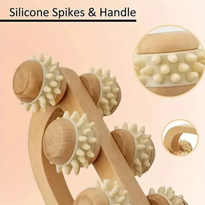 Wooden Massage Roller Tool, Manual Wooden Massager, 1 Pcs Wood Back Massage Roller for Neck Leg Back Deep Tissue Muscle Massage
