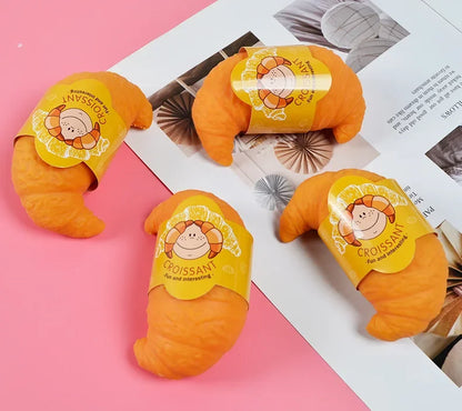 Fun Realistic Croissant Toy Pinch Squeeze Relief Squishy Stress Cute Lazy Stress Ball Funny Stress Relief Fidget Toy