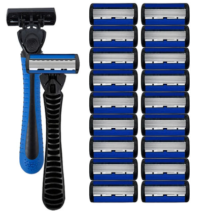 1pcs Safety Blade Razor, 6-Layers Manual Safety Razor, Washable Stainless Steel Streamline Blade For Travel Home Use