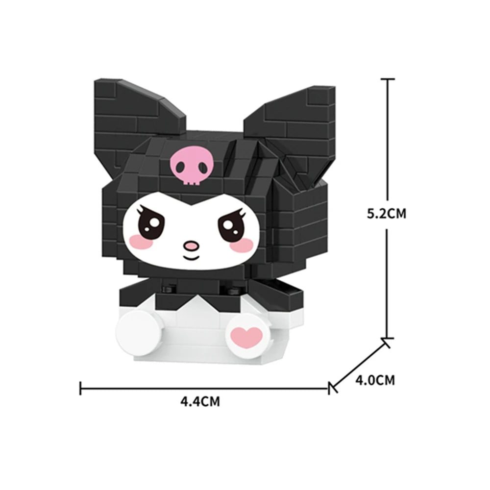 Cartoon Anime Hello Kitty Blocks Kuromi My Melody Cinnamoroll Mouse Building Blocks Doll Toy Kids Birthday Gift