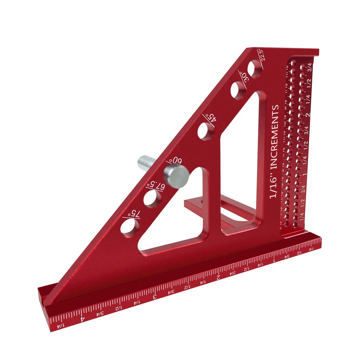 3D Multi-Angle Woodworking Square Protractor, Aluminum Alloy Miter Triangle Ruler T-Type Scriber - 22.5/30/45/60/67.5/90 Degree