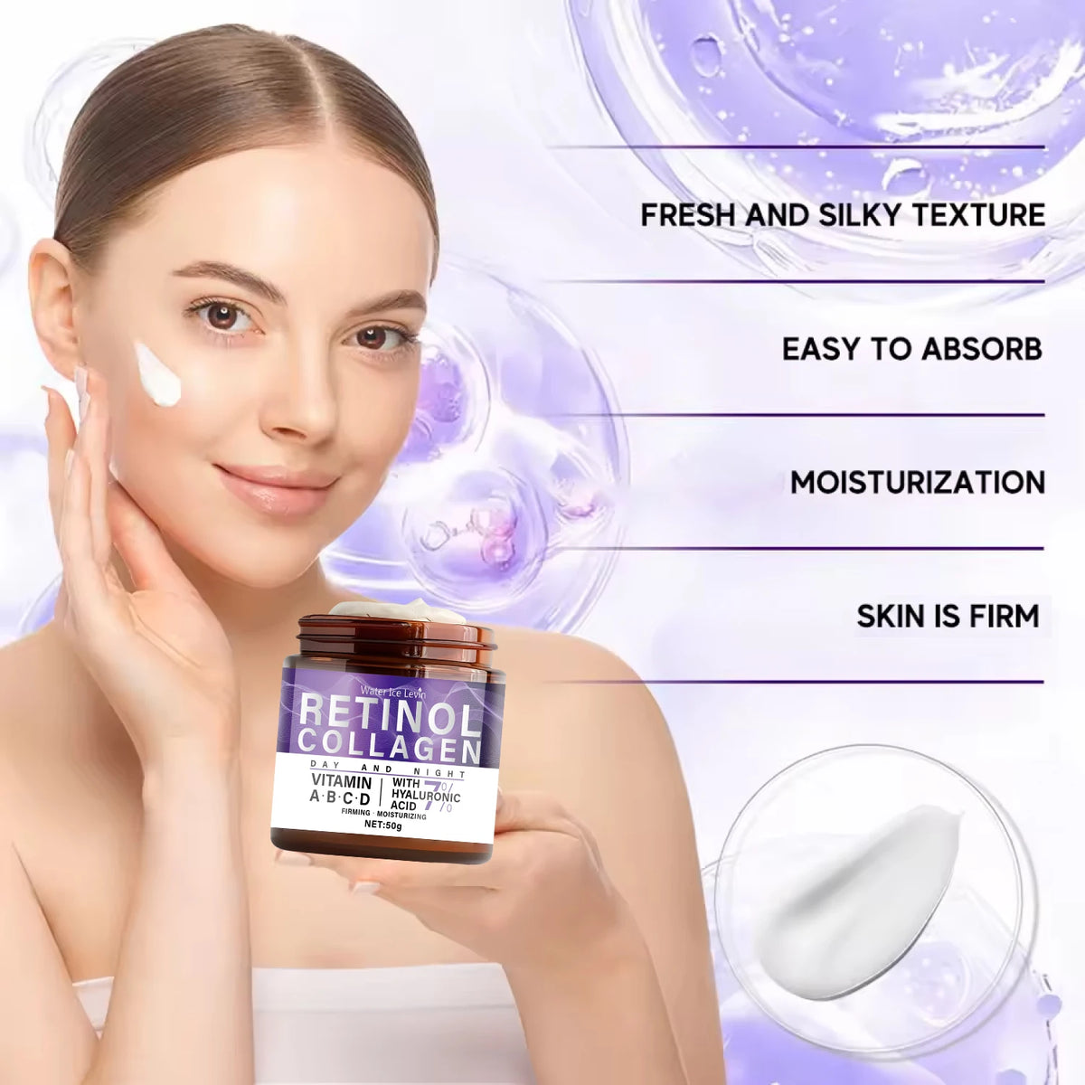 50g Collagen Retinol Niacinamide Day and Night Moisturizing Cream, Moisturizing and Firming, with a Silky Texture Suitable for All Skin Types