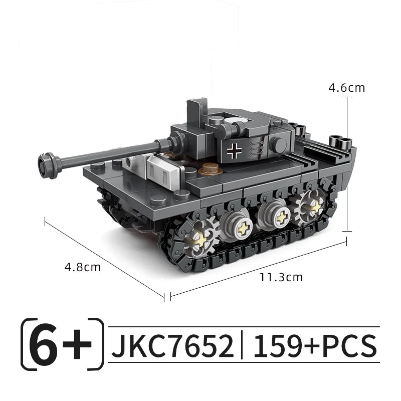 WW2 King Tiger Heavy Tank Building Blocks - DIY Military Model Kit , Educational Toy Gift for Kids