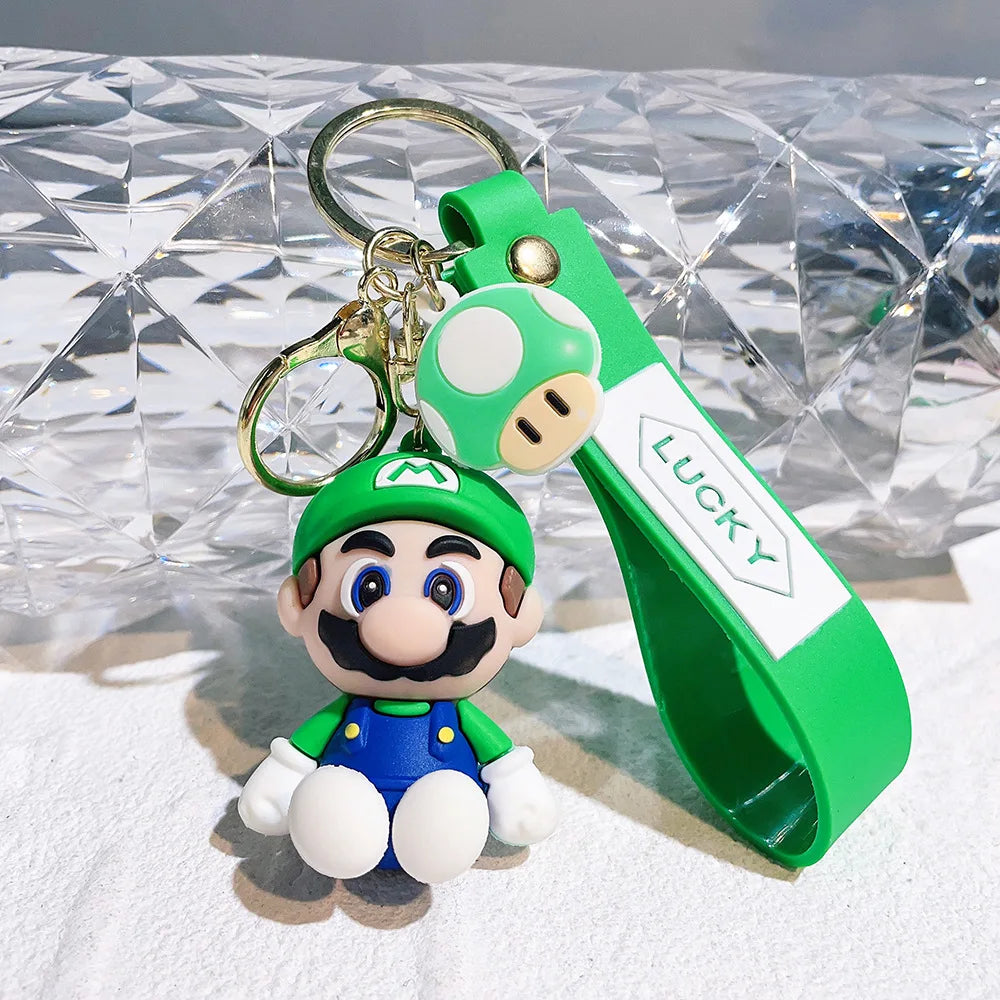 19 Styles Anime Keychain Mario Bros Luigi Toad Bowser Action Figure Model PVC Cartoon Bag Doll Pendant Toys Gift