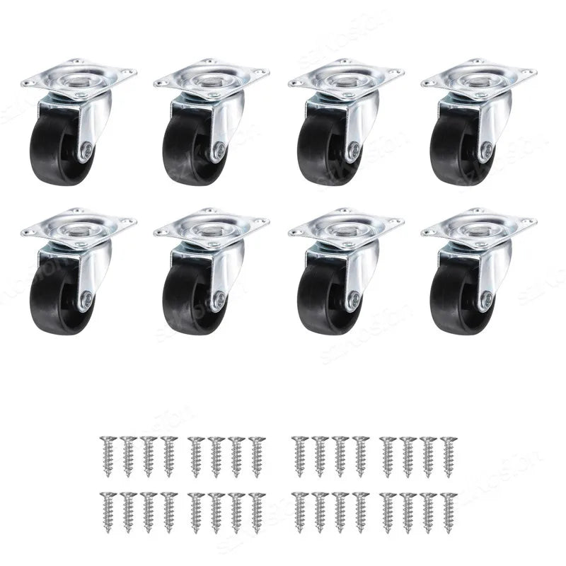8/4/2Pcs 1/1.25/1.5/2inch PVC Furniture Caster Wear Resistant Mute Universal Heavy Trolley Wheels 360 Degrees Swivel Castor
