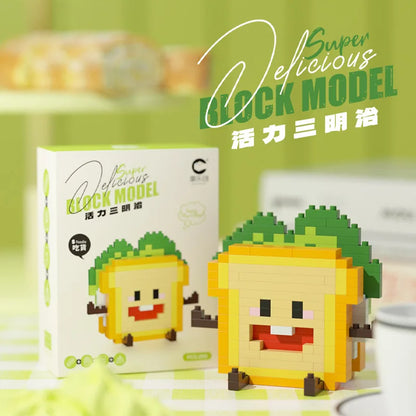 CLC Diamond Particle Casual Splicing Fruit French Fries Burger Block Toys Happy Food and Play Series Toys for Children Gifts