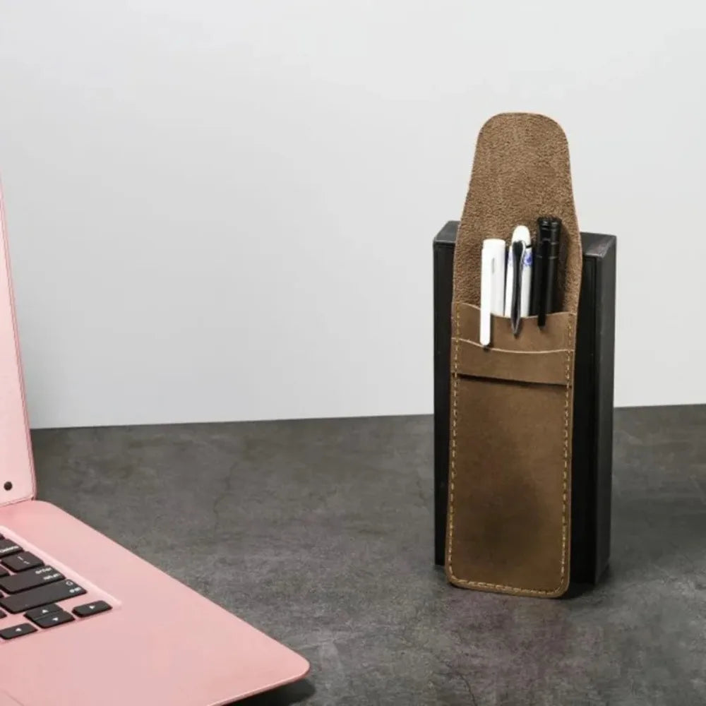 Vintage Frosted PU Leather Flap Pen Case High-end Fountain Pen Protective Sleeve Large Capacity Double Set of Pen Case