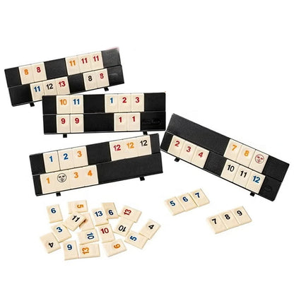 Rummy Cube Game with 4 Racks,Rummy Cube Game Set with Portable Case,amily Classic Board Games Learning Puzzle Games for Teenager