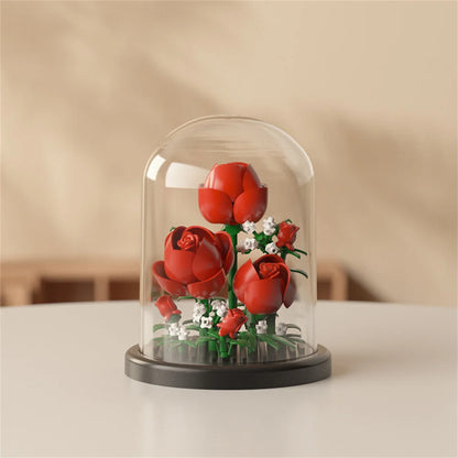 MOC Eternal Bouquet Rose Building Blocks Flower Building 3D Set DIY Eternal Bouquet Display Box Brick Toy for Home Office Decor