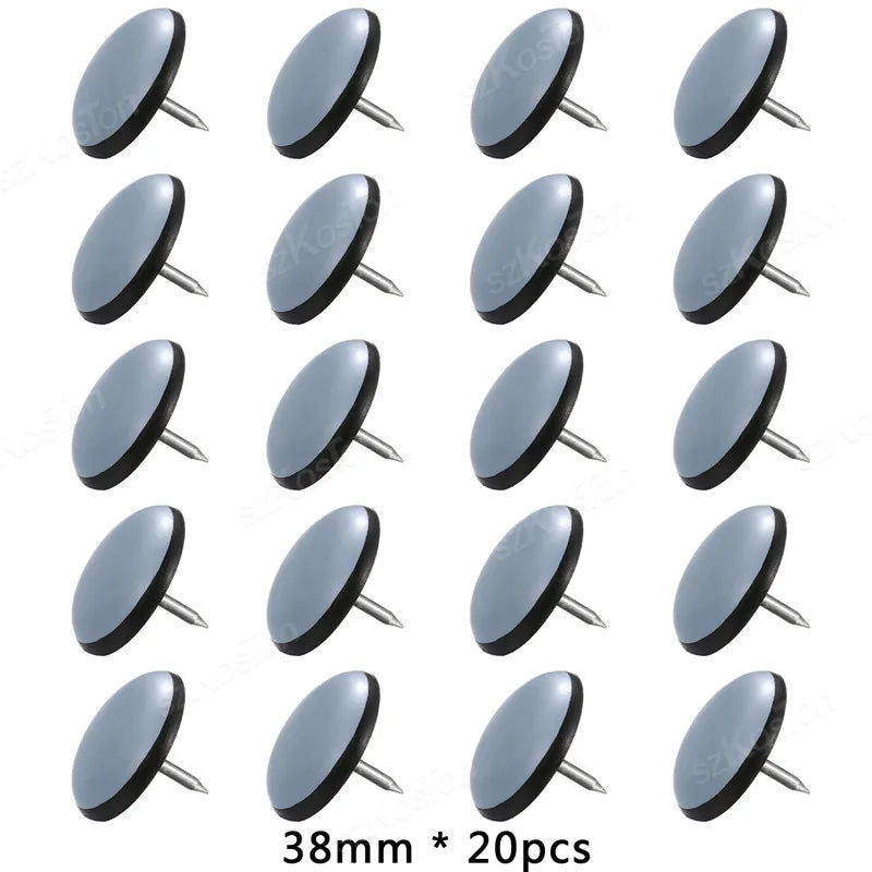 20Pcs 19/22/25/30/38mm Table Chair Foot Sliders Round Furniture Legs Pads With Nails Cabinet Sofa Glides Floor Protectors Slider