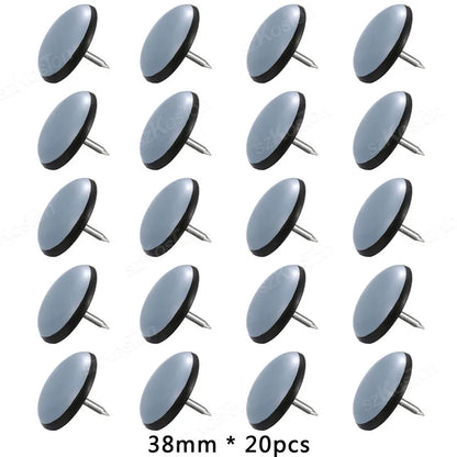 20Pcs 19/22/25/30/38mm Table Chair Foot Sliders Round Furniture Legs Pads With Nails Cabinet Sofa Glides Floor Protectors Slider