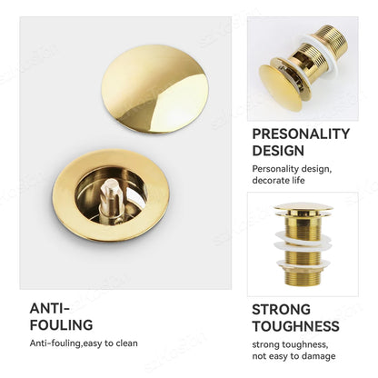 Bathroom Sink Stopper Washbasin Pop Up Drain Plug Cover Waste Pipe Drainer With Or Without Overflow For Bath Accessories