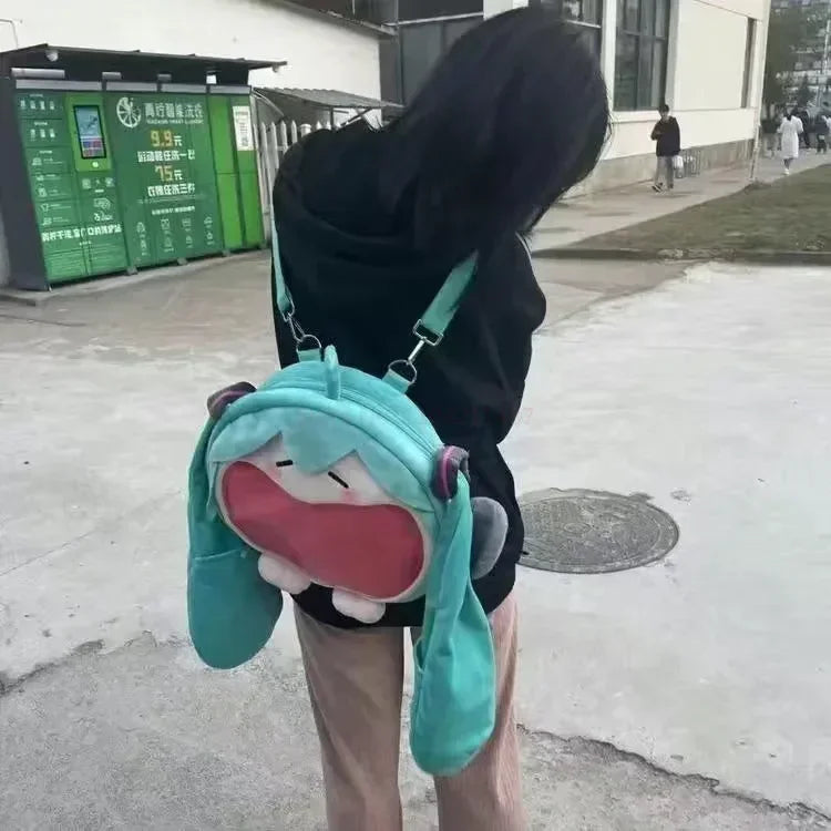 Hatsune Miku Shoulder Bag New Backpack Cute Anime Girl Plush Cartoon Kawaii Knapsack Student Bag Packet Kids Gifts Toys