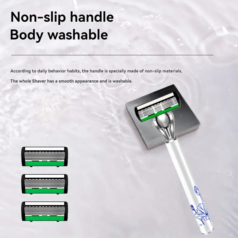 High Quality Men Safety Razor 6-Layer Germany Stainless Steel Shaving Blades Manual Shaver Replacing Cutter Head