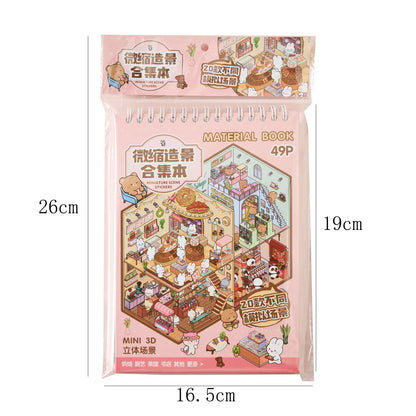 Mr Paper 3D Cabin Scene Stickers Book Visual Stacking Cartoon Scene Sticker Collection DIY Cabin Scene Stationery  Stickers