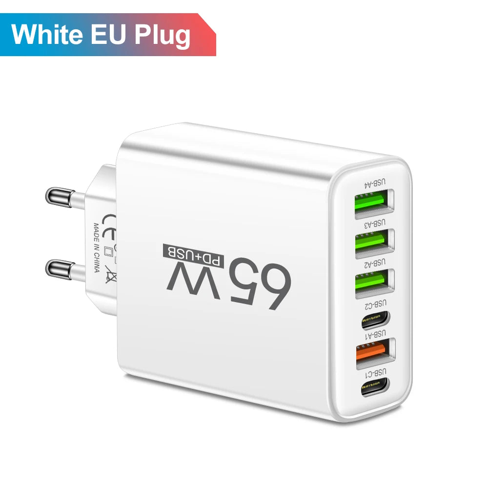 USB Charger 65W Mobile Phone Charger Fast Charging For Xiaomi Samsung Huawei P70 Travel Charger Adaptor For iPhone Quick Charger