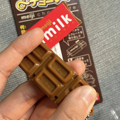 Hot Simulated Meiji Chocolate Fidget Toy Bendy Snap-And-Play Stress Relief JP Style Keychain Pendant Funny Gift Creative Gadgets