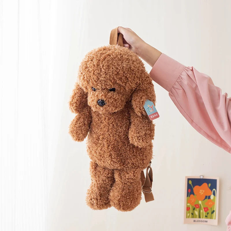 Kawaii 35/45CM Creative White Brown Dog Soft Plush Backpack School Bag Sofa Girls Kids Birthday Christmas Presents Home Decor
