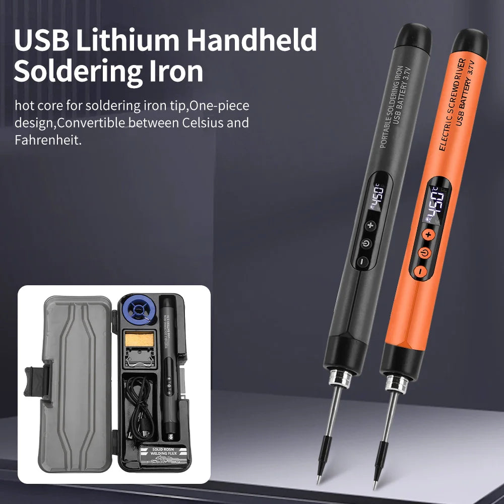 USB Digital Display Soldering Iron Type C Interface Mini Soldering Iron Set 260-420 ℃ Five Temperature Switching