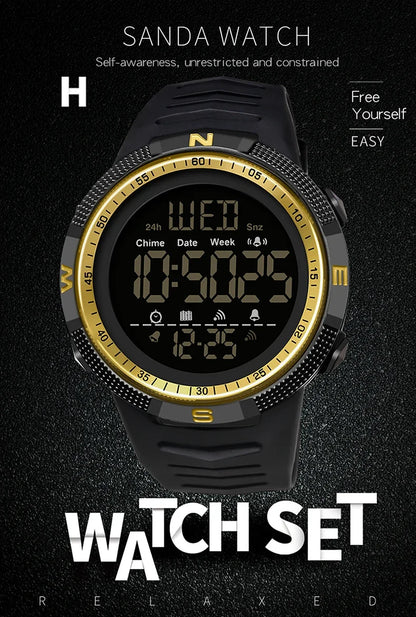SANDA 6014 Military Sport Watch for Men Clock Digital Wristwatches Shockproof Countdown Waterproof Bracelet Relojes Para Hombre