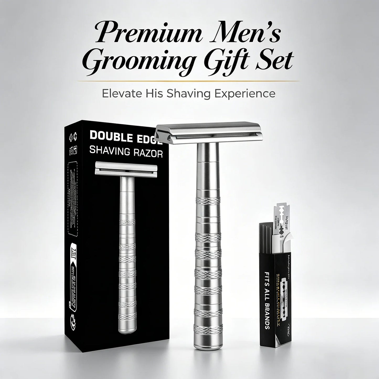 Double Edge Safety Razor with 5 Spare Blades 30° Angled Precision Reusable Single Blade Razors for Men and Women