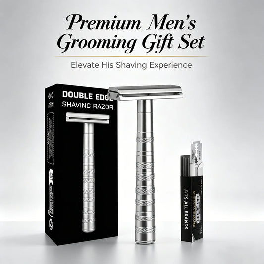 Double Edge Safety Razor with 5 Spare Blades 30° Angled Precision Reusable Single Blade Razors for Men and Women