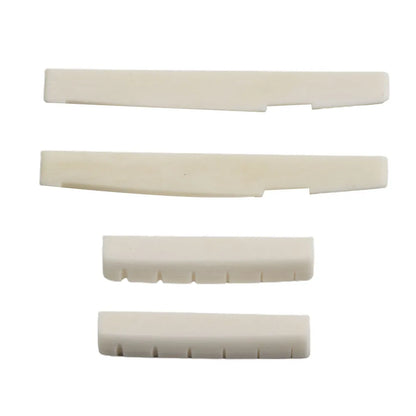 2 Sets 4 Pcs 6 String Acoustic Guitar Bone Bridge Saddle 72mm And Nut 43mm Cow Bone Nut Top Folk Pillow Folk Bottom Pillow