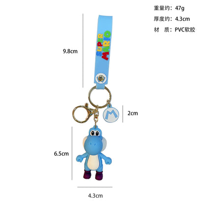 Super Mario Bros Keychain Anime Figure Toad Yoshi Car Decoration Backpack Pendant Accessories Kids