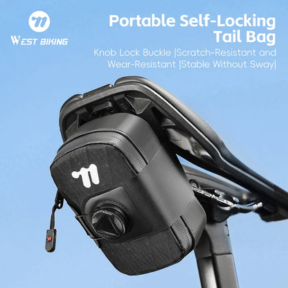 WEST BIKING Bicycle Saddle Bag Lightweight Waterproof Bike Seat Tail Bags Wear-Resistant Rotating Lacing Buckle Bike Accessories