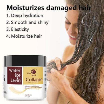 100g Collagen Moisturizing Hair Mask - Hyaluronic Acid and Keratin Repair Dry and Damaged Hair