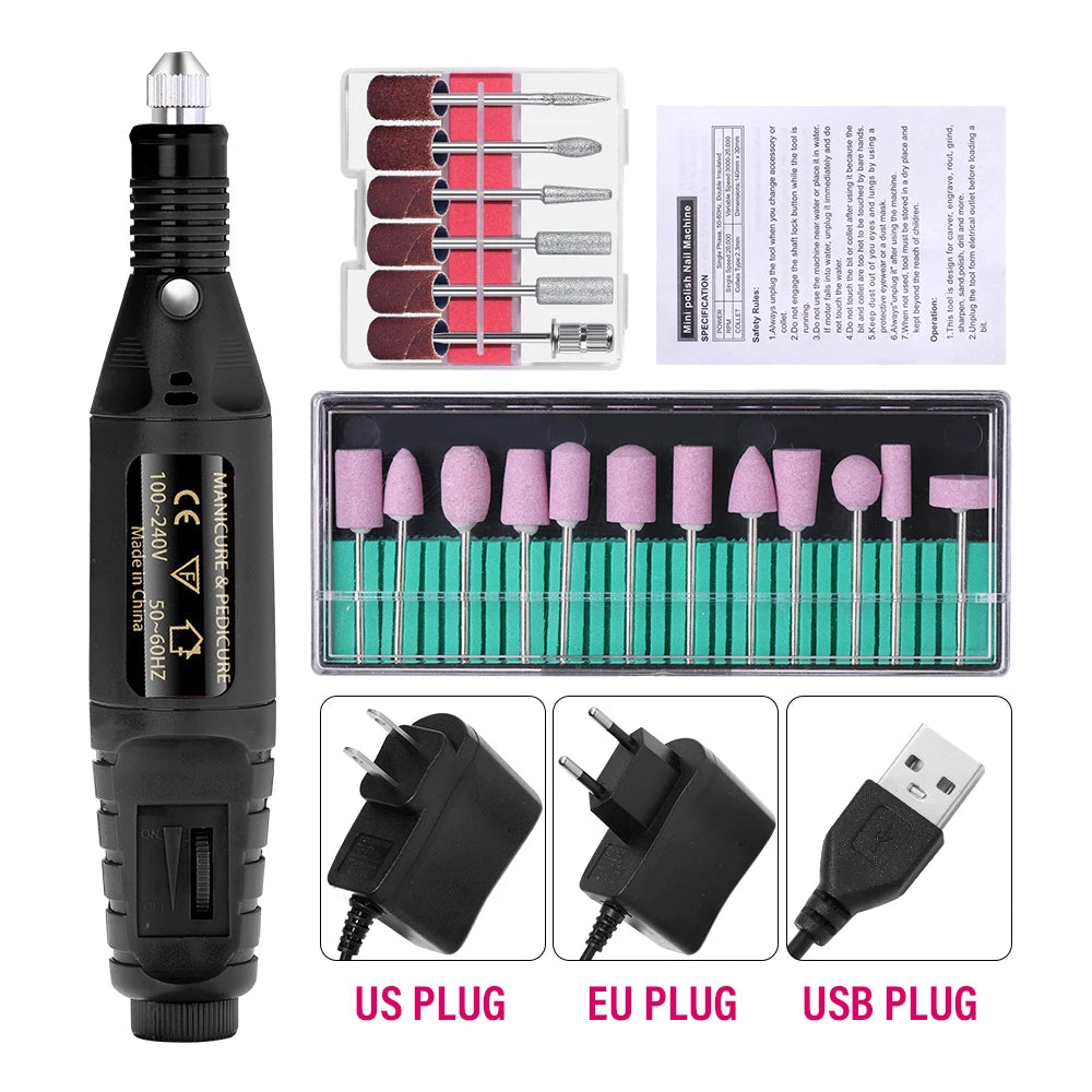 LULAA Portable Professional Electric Nail Drill Machine Manicure Tools Pedicure Drill Set Family Nail File Nail Drill Equipment