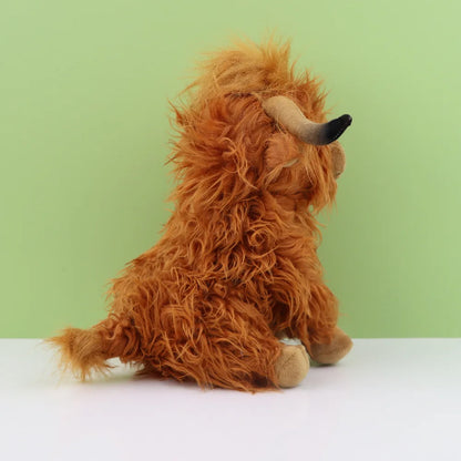 Simulation Highland Cow Animal Plush Doll Soft Stuffed Highland Cow Cattlle Plush Toy Plushie Gift for Kids Boys Girls