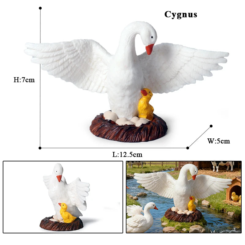 Oenux Poultry Model Simulation Goose Swan Gaggle Duck Flock Action Figures Farm Animals Figurine Miniature Education Kids Toy