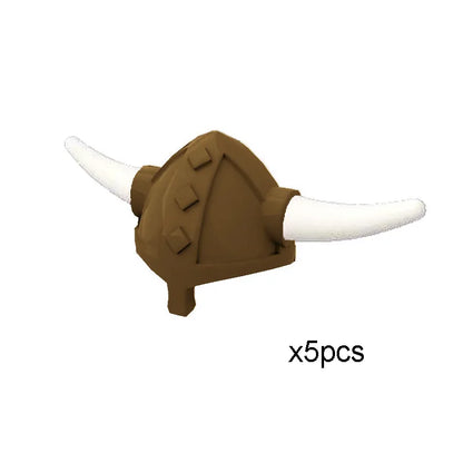 Viking Pirate Age Bullhorn Hat Medieval Knight Roman Warrior Soldier Helmet Action Figures Building Blocks Toys For Children